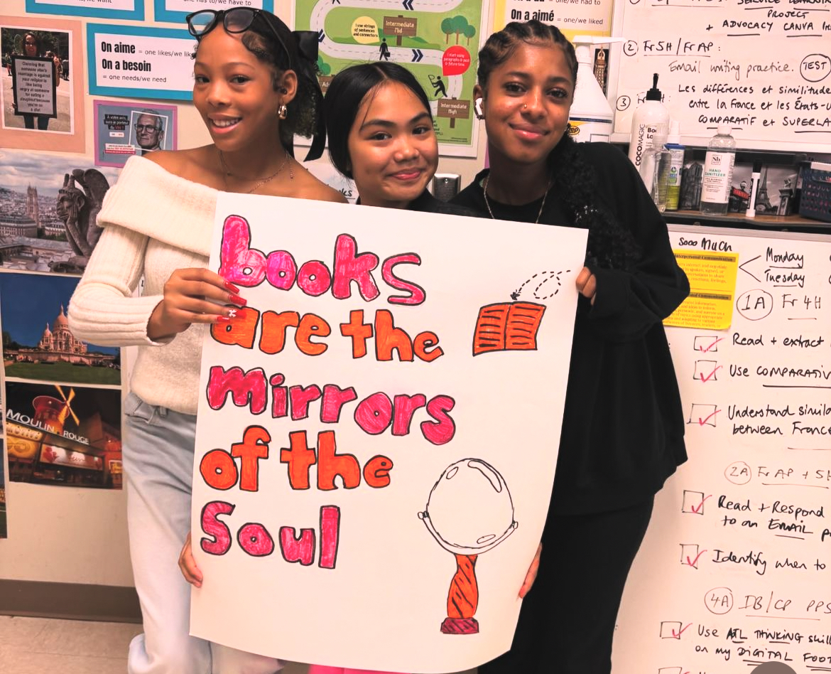 Freshman Zineb Bretous, Juliana Escalate, and Haley Walker are Amnesty members, making countless posters to protest the book ban and educate other students. 