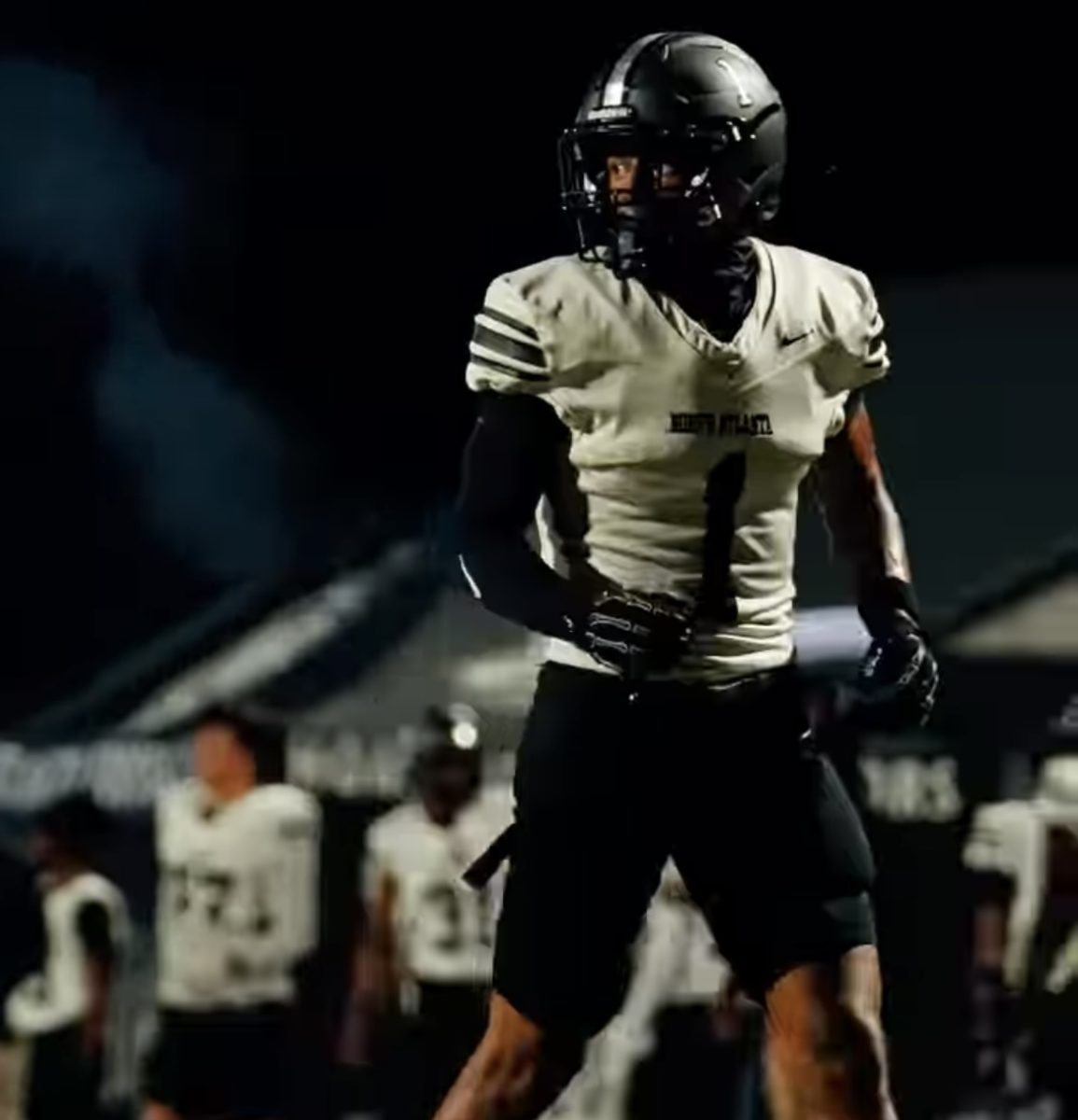 Eyes on the Prize: Thompson lines up on the ball and prepares to take a catch to the house