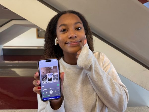 Junior Carmen Anderson enjoying a new song by Ian