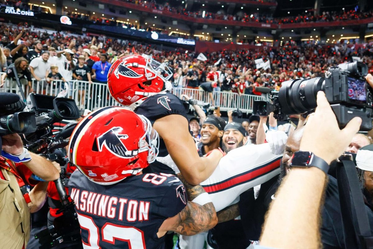 The Birds are Back: The Falcons celebrate a game winning TD in overtime against Tampa Bay 
