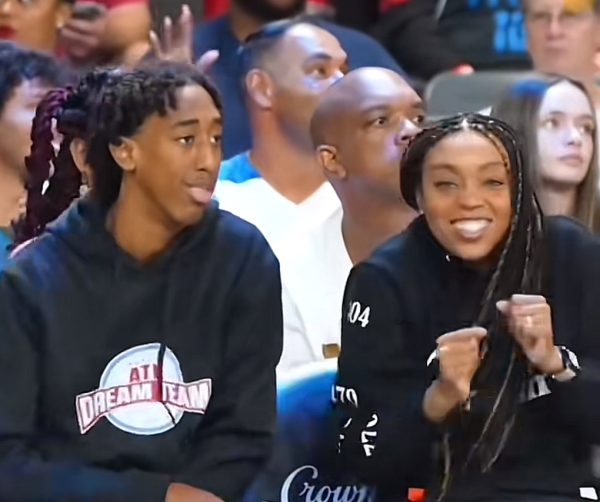 Angel Wiley dancing courtside at an Atlanta dream game (August, 2023)
