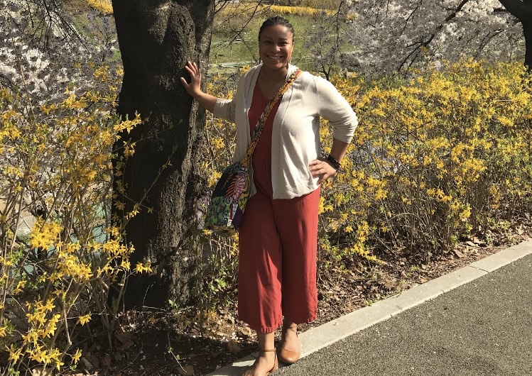 Tiffany Grant posing with the cherry blossoms of Korea, a beautiful time of year in the east. Grant spearheaded an after school program during her stint in Korea, continuing her knowledge of STEM focused teaching.