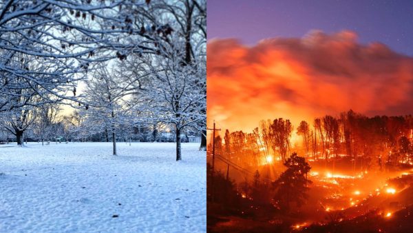 This past month involved snow covering the South, while flames destroyed the West.