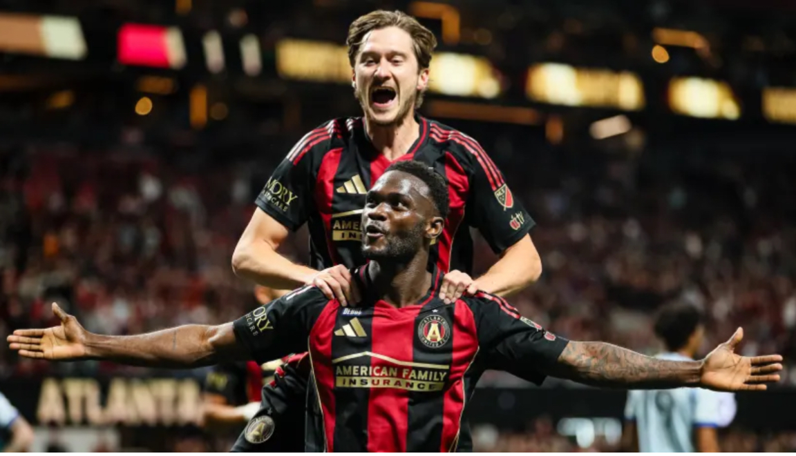 Dazzling Debut: Emmanuel Latte Lath celebrates his first Atlanta United goal
